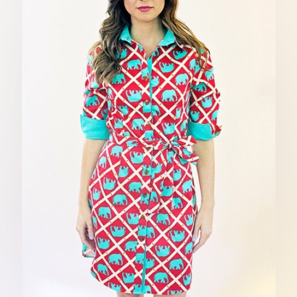 Haley and the Hound Madeline Dress - Elephant Print - 14 - NWT